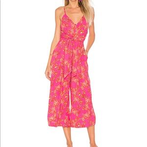 Free people pink Hot Tropics jumpsuit